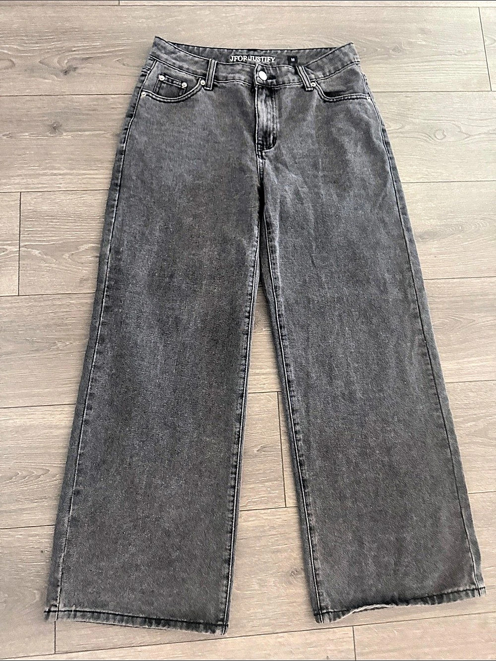 JFORJUSTIFY Wide Leg Bow Pocket Jeans Gray Size Medium